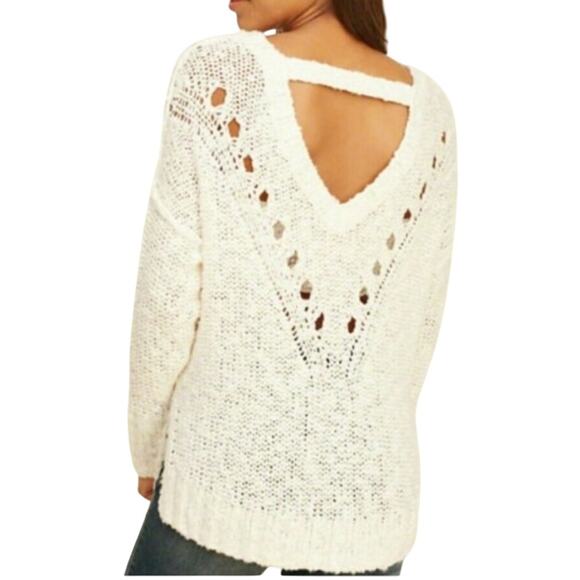 Hollister Cream Open Back V Neck Sweater - Picture 1 of 10